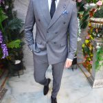 Costum de bărbați, gri in carouri: Sacou si Pantalon - C5115