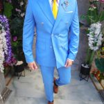 Traje de hombre azul con botones dorados: chaqueta y pantalón - C5144