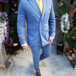Blue men's suit with gold cufflinks: Jacket and trousers - C5148