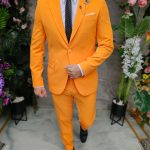 Costume pour homme, orange, élastique : veste et pantalon - C5177