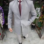 Palton de bărbați, Slim Fit, Gri, cu nasturi  - PT499