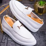 Mocasini de barbati casual, albi , talpa inalta ultra-usoara – AD751