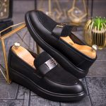 Mocasini de barbati casual, negru, talpa inalta ultra-usoara – AD755