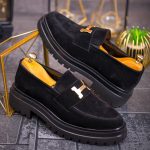 Mocasini de barbati casual, negri, talpa inalta ultra-usoara – AD748