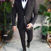 Costum ceremonie Negru barbati Set: Sacou, Vesta, Pantalon, Papion- C5192