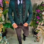 Costum verde elegant  MIRE/NAS, set: 4 piese - C5236