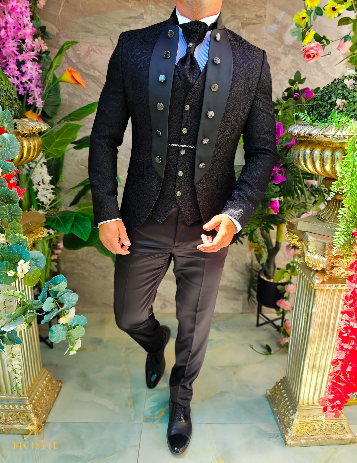 Costum negru elegant MIRE/NAS, set: 4 piese - C5234