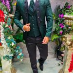 Elegant green GROOM/BEST MAN suit, set: 4 pieces - C5233
