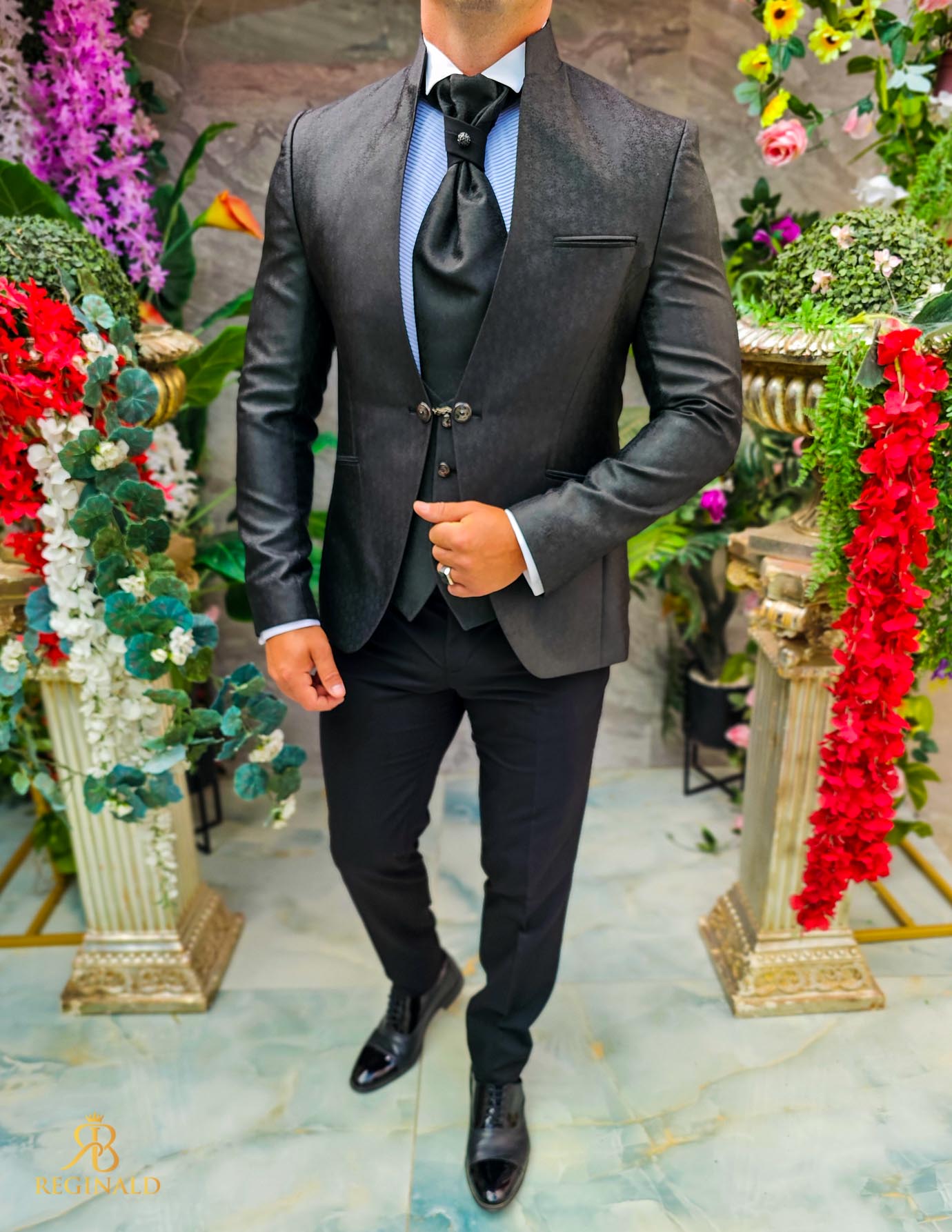 Costum negru elegant MIRE/NAS, set: 4 piese - C5229