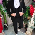 Traje de hombre, negro: chaqueta, chaleco y pantalón - C5216