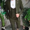 Costum de bărbați, Verde: Sacou, Vesta si Pantalon- C5220