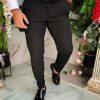 Pantaloni eleganti negri, elastici, Slim-Fit, croiala conica– PN855