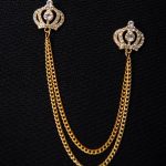 Chaîne métallique pour veste, colliers avec pierres blanches, doré - LT533