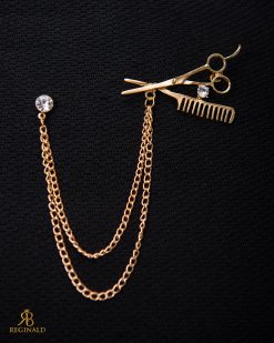 Lanț metalic pentru sacou,foarfeca si pieptene, Auriu- LT520