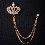 Chaîne métallique pour veste, couronne sertie de pierres, dorée - LT511