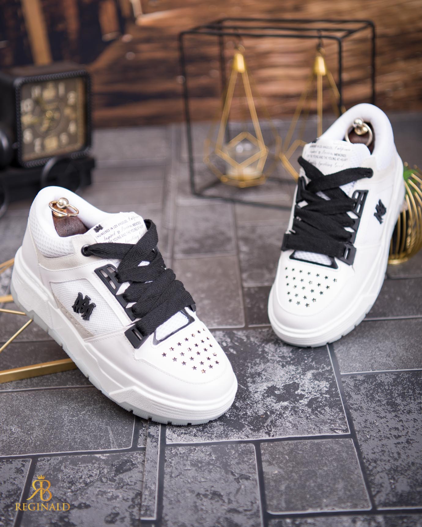 Adidasi de bărbați cu talpa înaltă, albi– AD798 - imagine 3