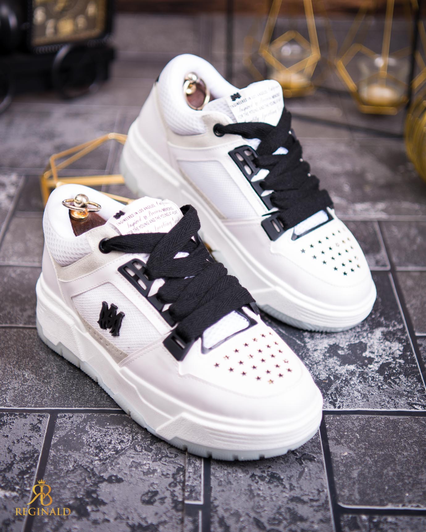 Adidasi de bărbați cu talpa înaltă, albi– AD798 - imagine 4