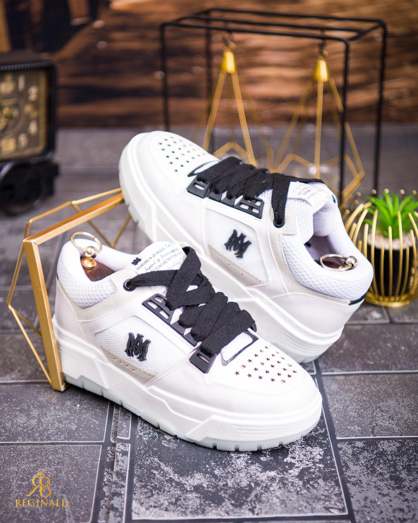 Adidasi de bărbați cu talpa înaltă, albi– AD798