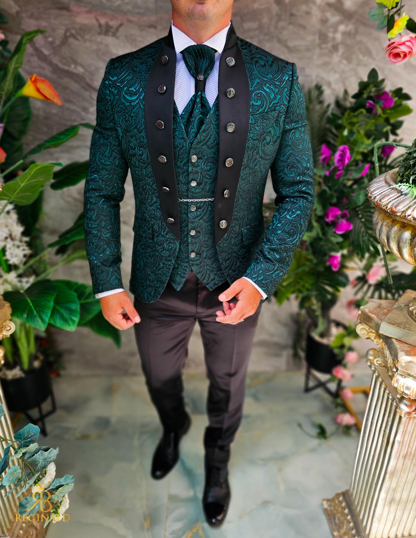 Costum verde elegant MIRE/NAS, set: 4 piese - C5236 - imagine 2