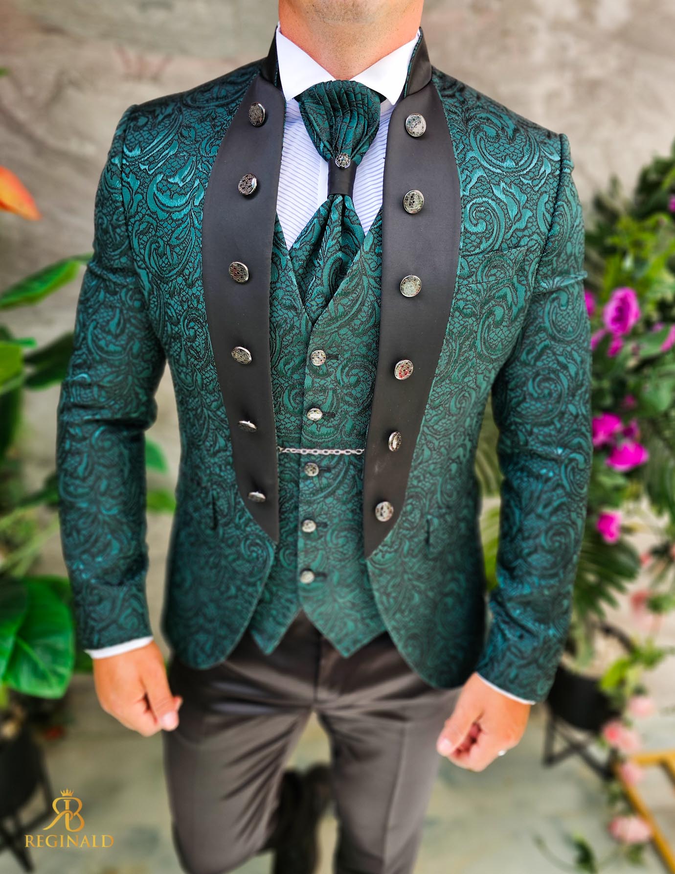 Costum verde elegant MIRE/NAS, set: 4 piese - C5236 - imagine 3