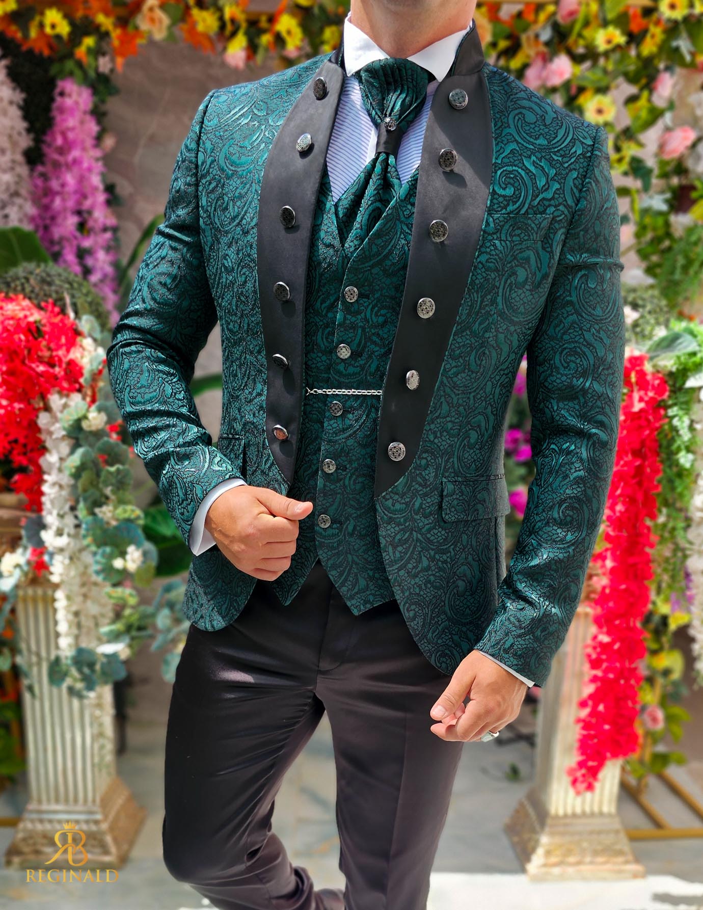 Costum verde elegant MIRE/NAS, set: 4 piese - C5236 - imagine 5