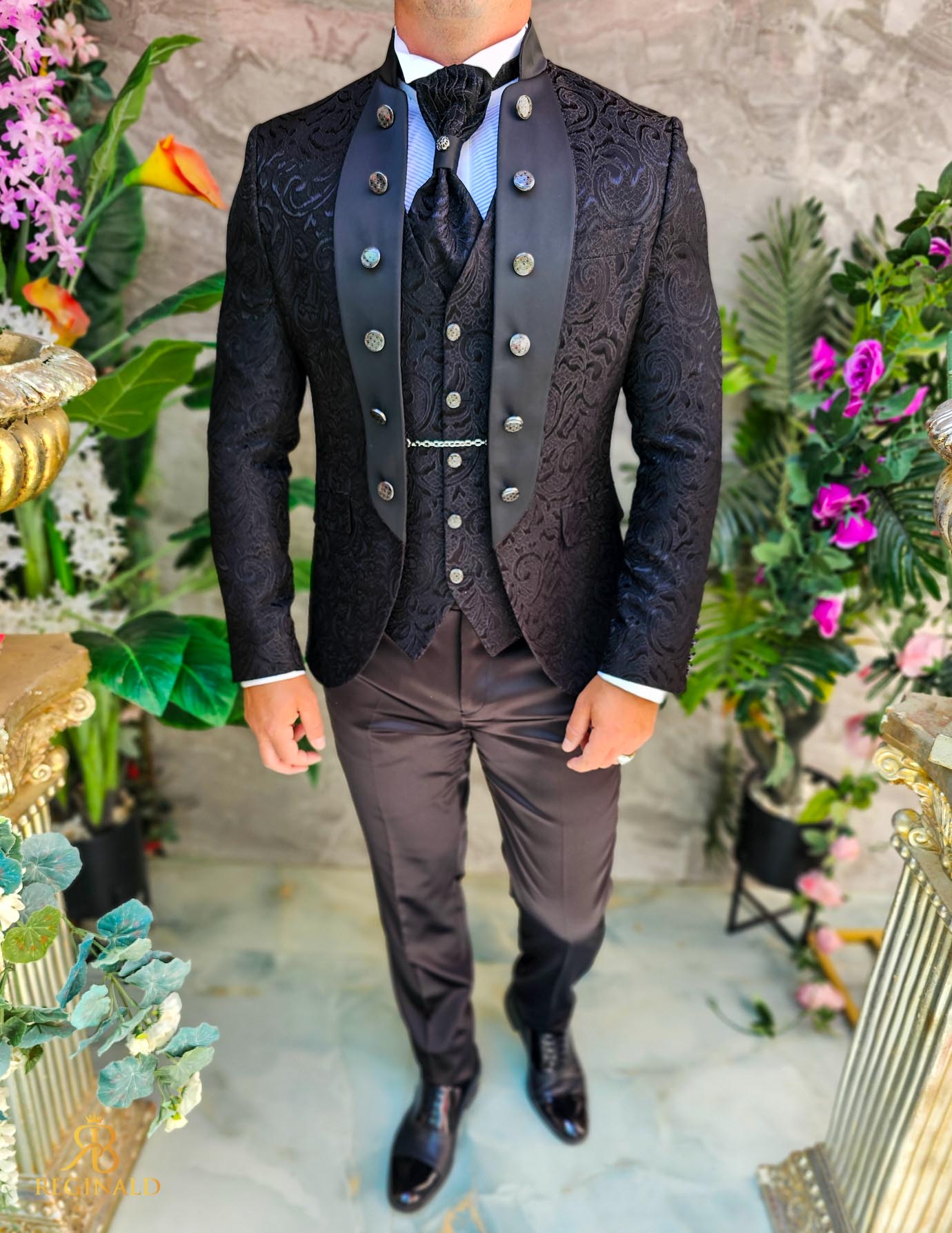 Costum negru elegant MIRE/NAS, set: 4 piese - C5234 - imagine 6