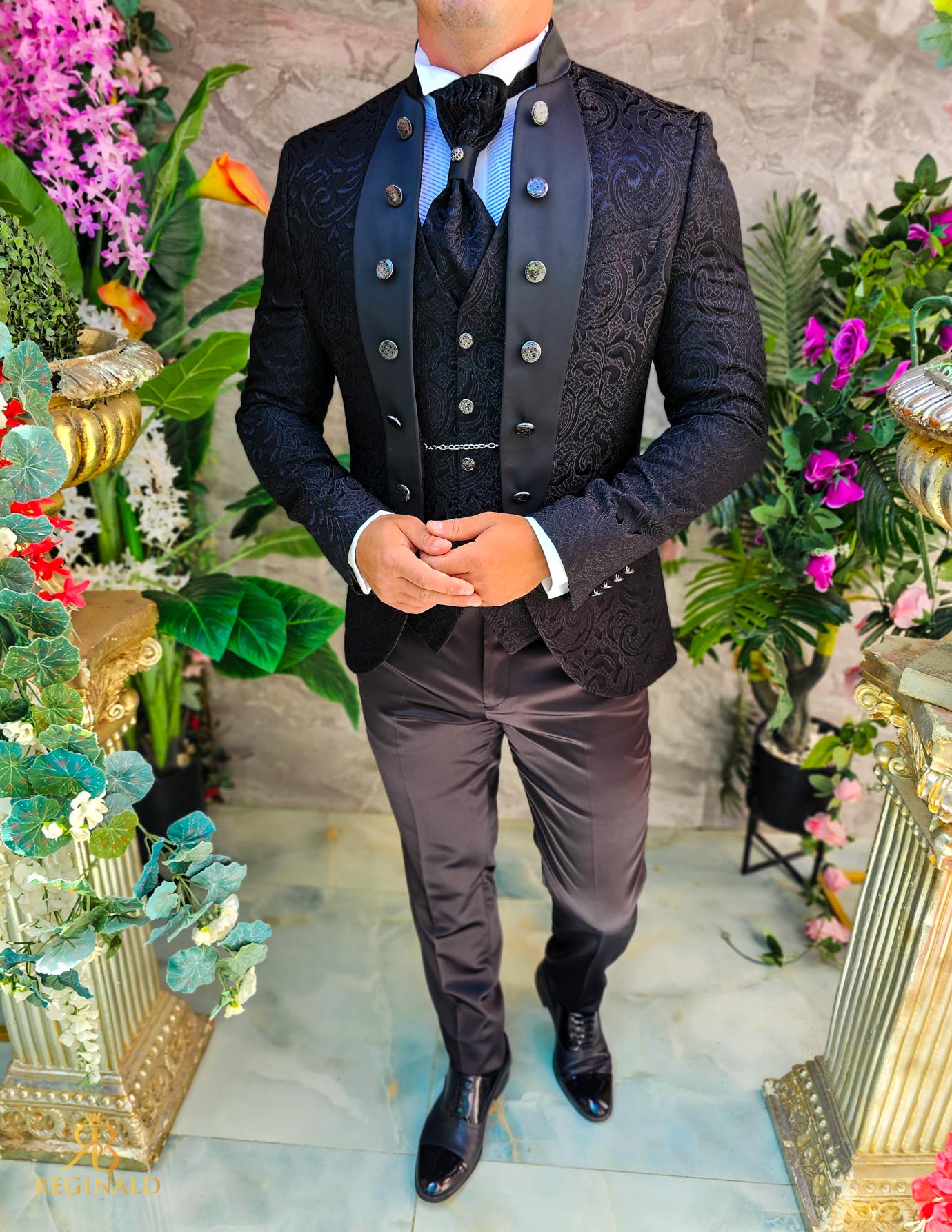 Costum negru elegant MIRE/NAS, set: 4 piese - C5234 - imagine 4