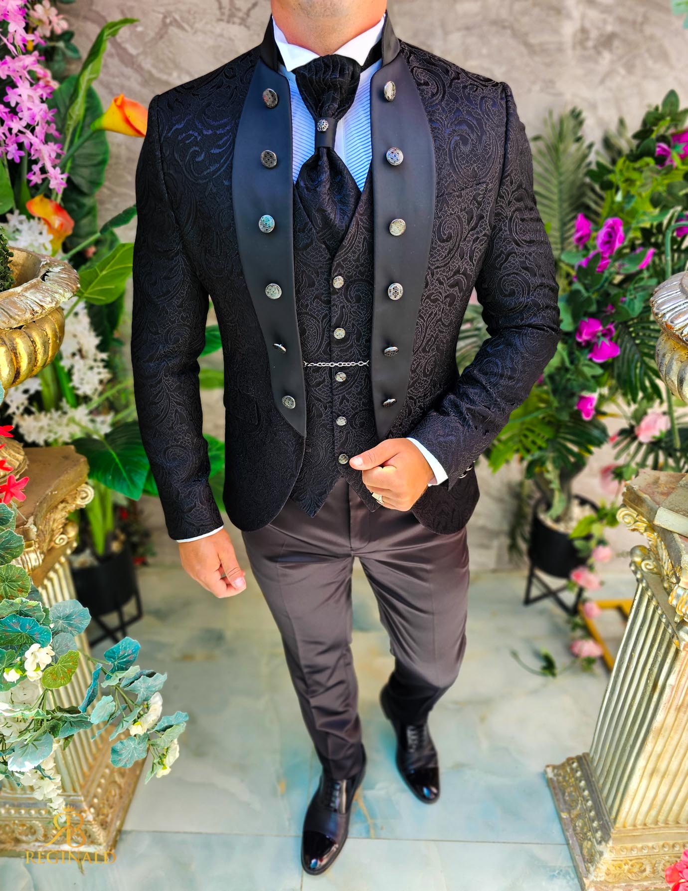 Costum negru elegant MIRE/NAS, set: 4 piese - C5234 - imagine 3