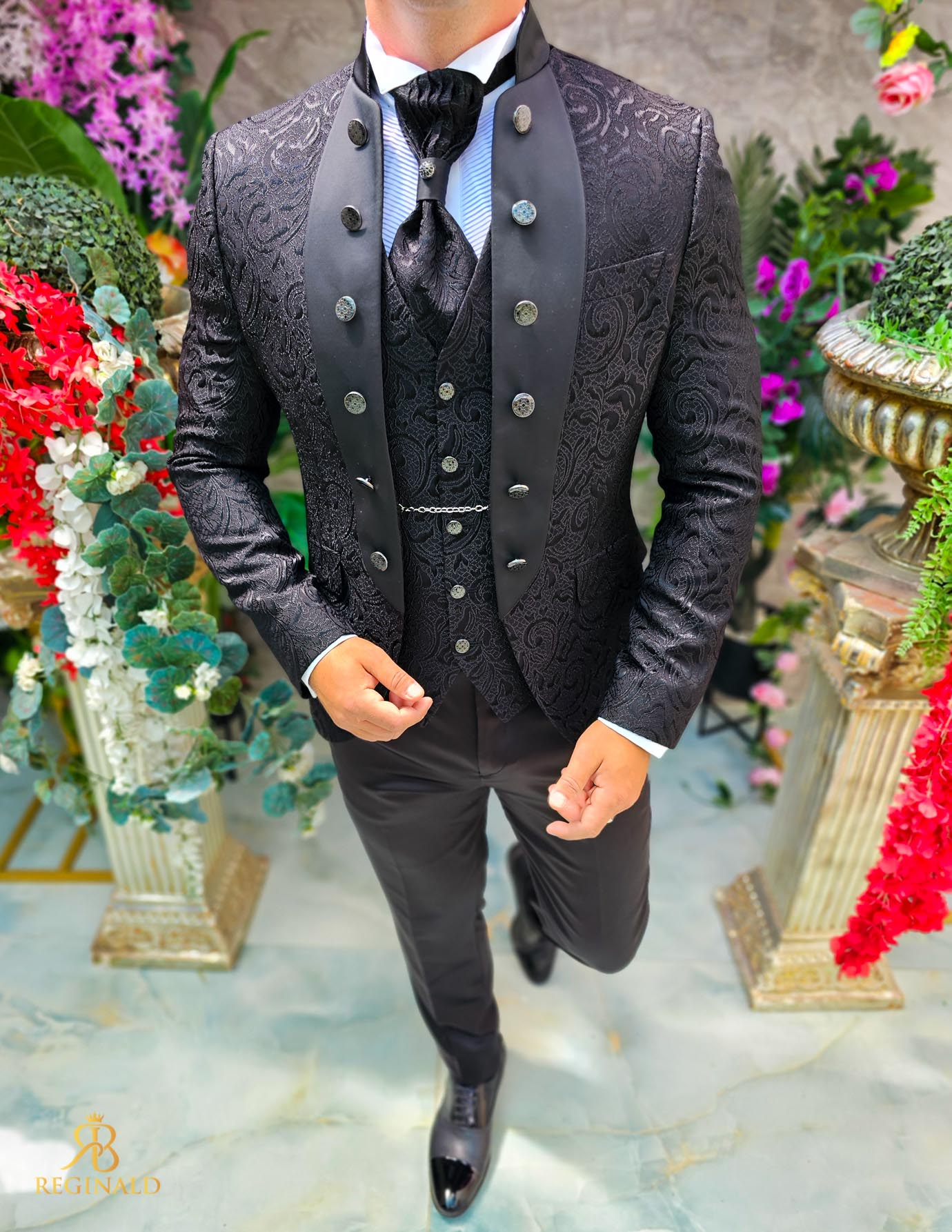 Costum negru elegant MIRE/NAS, set: 4 piese - C5234 - imagine 2