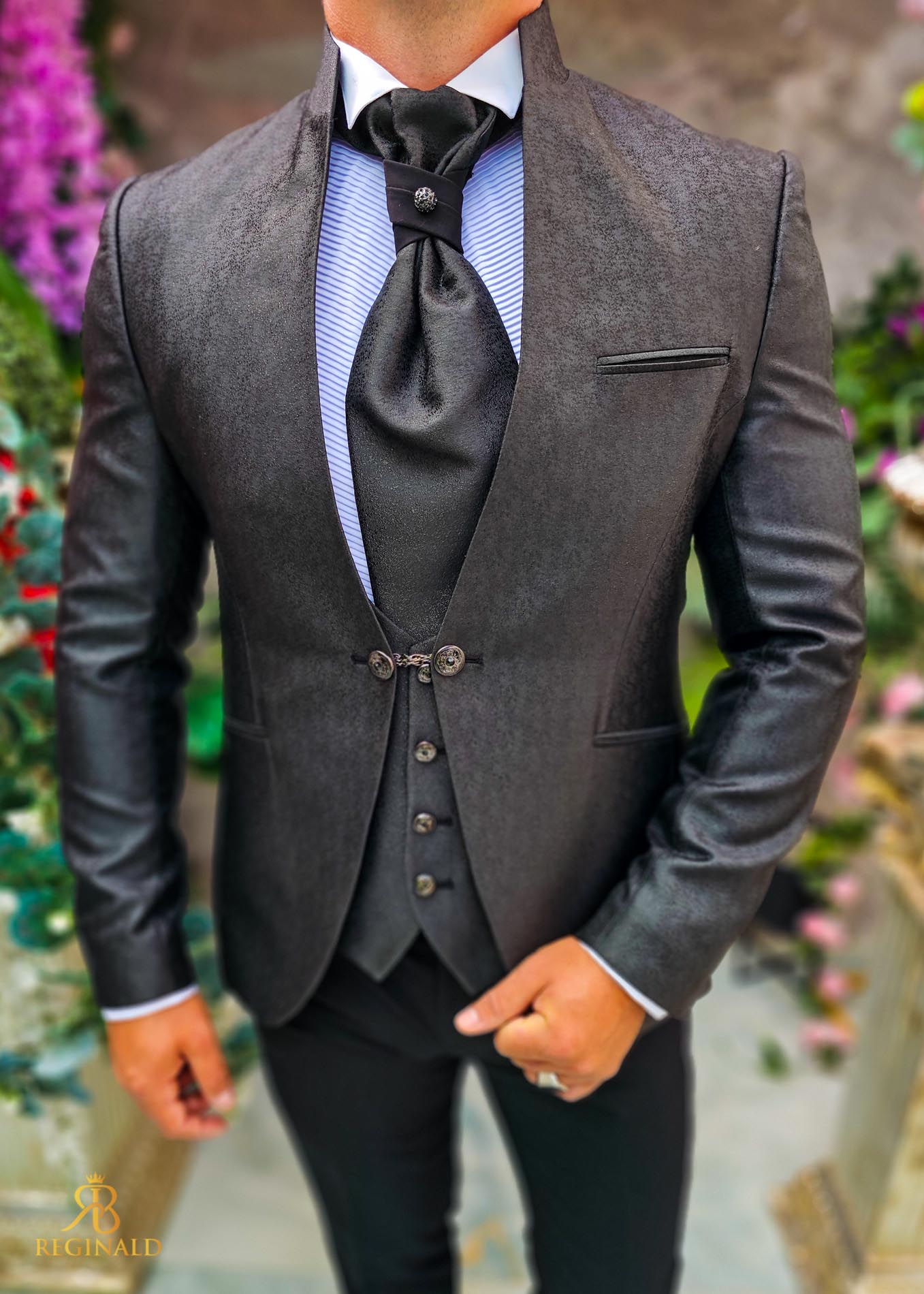 Costum negru elegant MIRE/NAS, set: 4 piese - C5229 - imagine 2