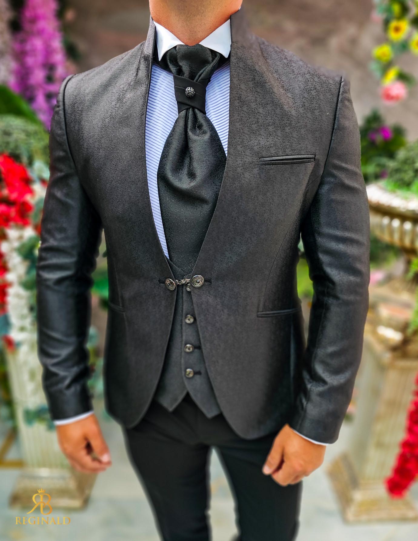 Costum negru elegant MIRE/NAS, set: 4 piese - C5229 - imagine 3