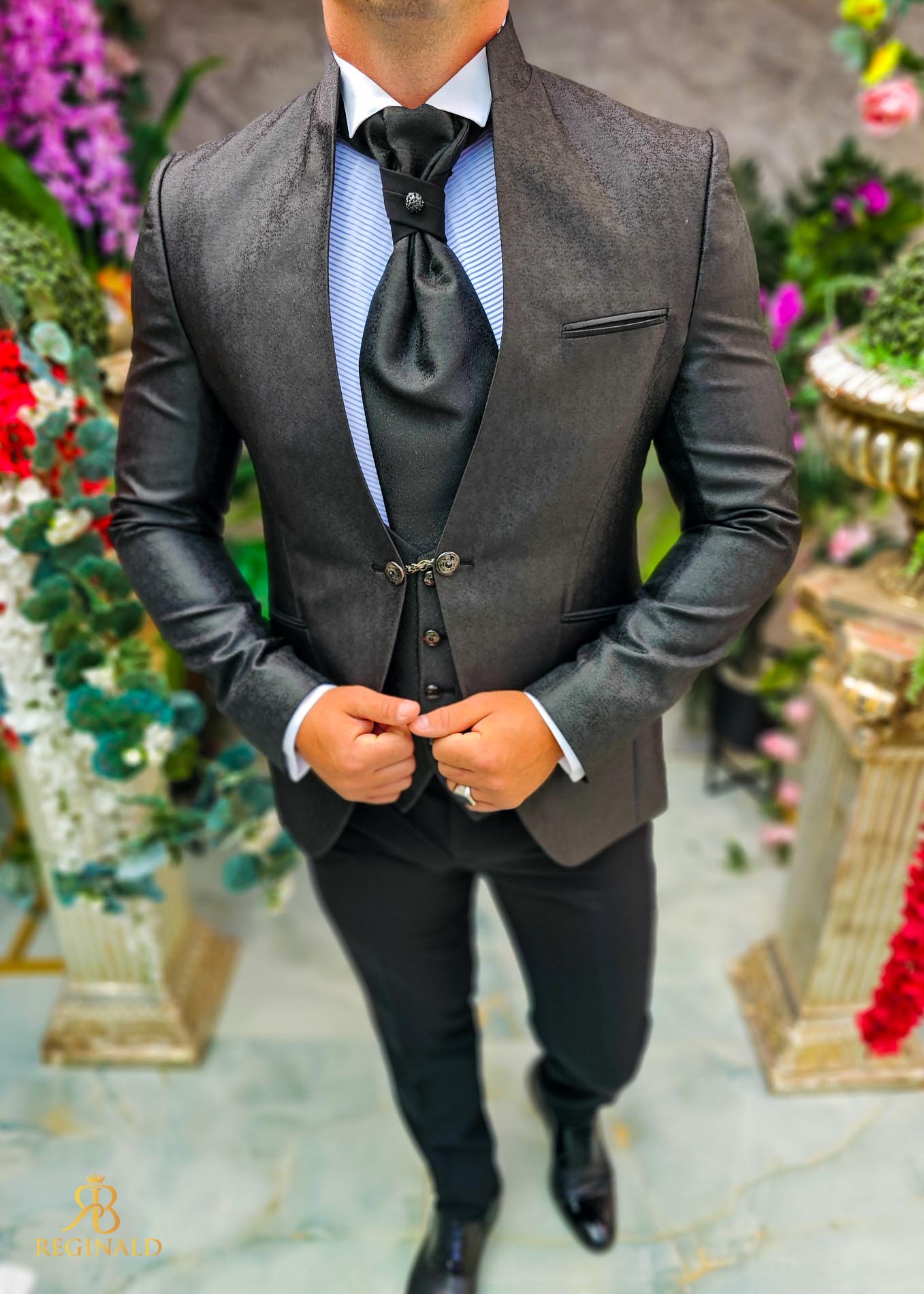 Costum negru elegant MIRE/NAS, set: 4 piese - C5229 - imagine 4