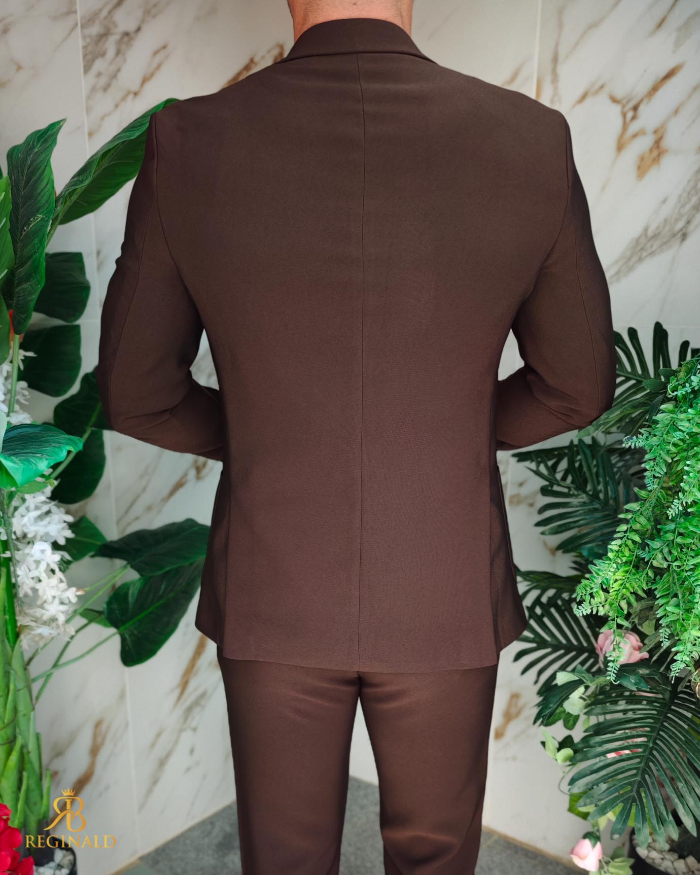 Costum de bărbați, Maro, elastic: Sacou si Pantalon cu snur - C5211 - imagine 6