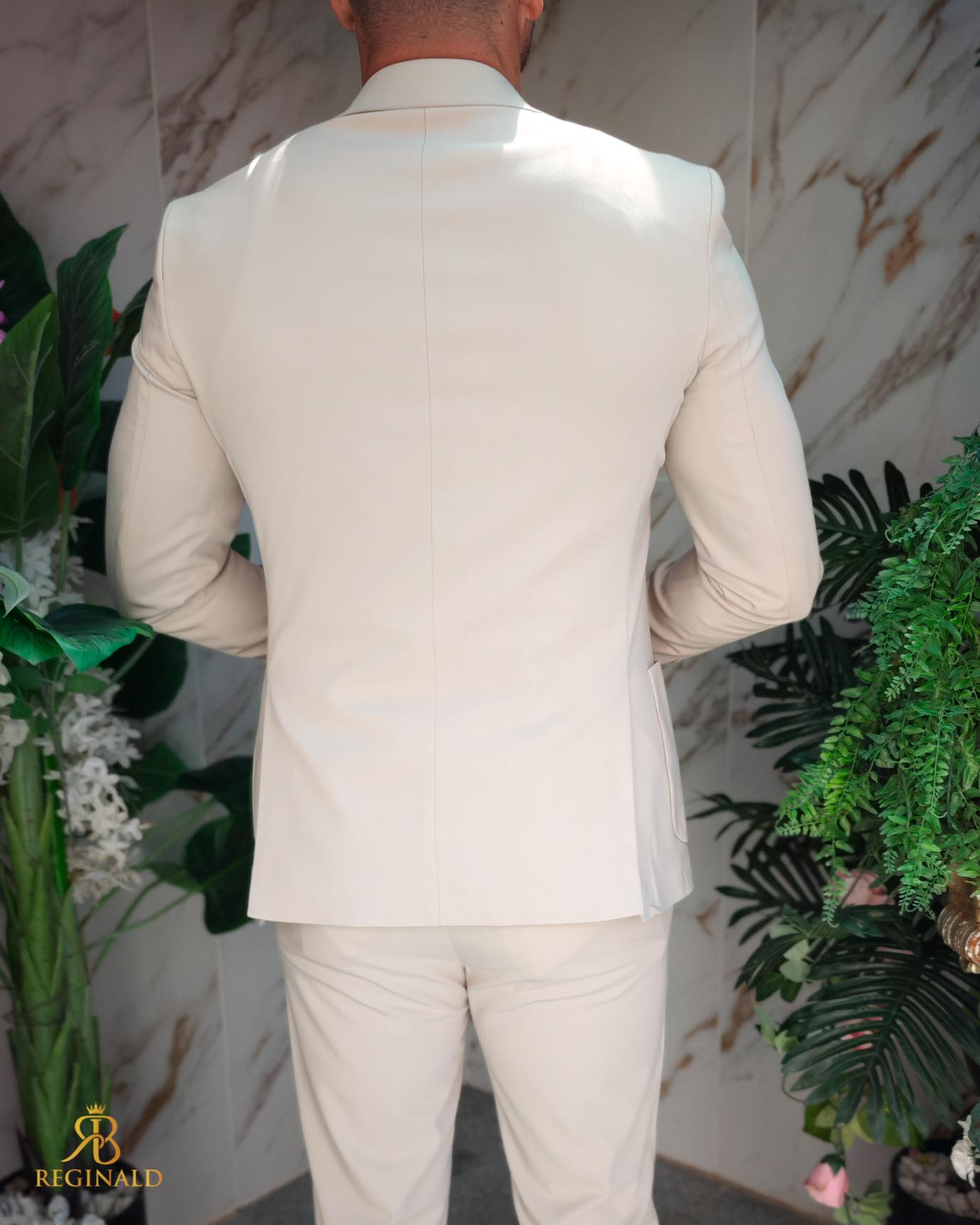 Costum de bărbați, Bej, elastic: Sacou si Pantalon cu snur - C5213 - imagine 6