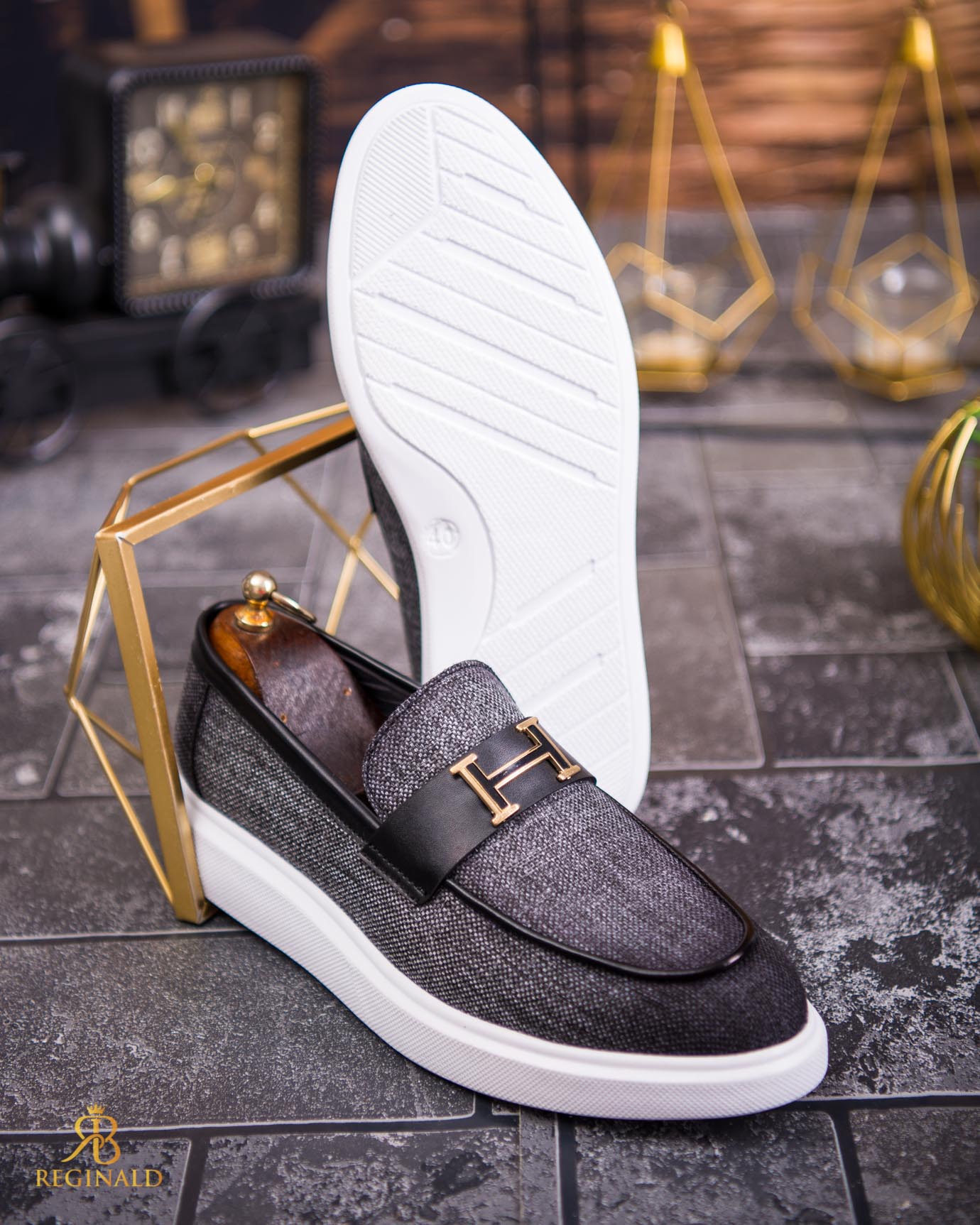 Mocasini de barbati casual, gri, talpa inalta ultra-usoara – AD807 - imagine 2