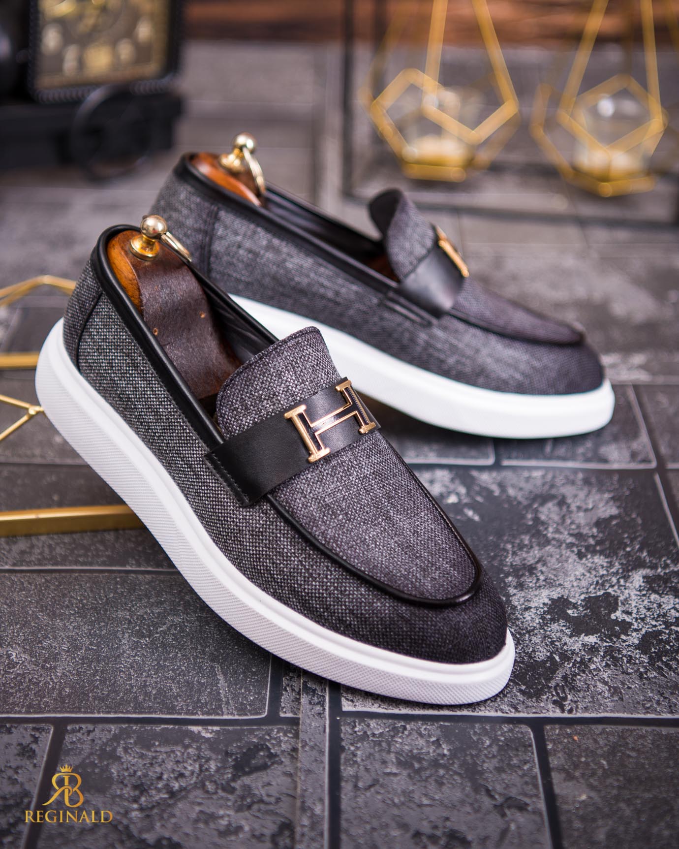 Mocasini de barbati casual, gri, talpa inalta ultra-usoara – AD807 - imagine 3