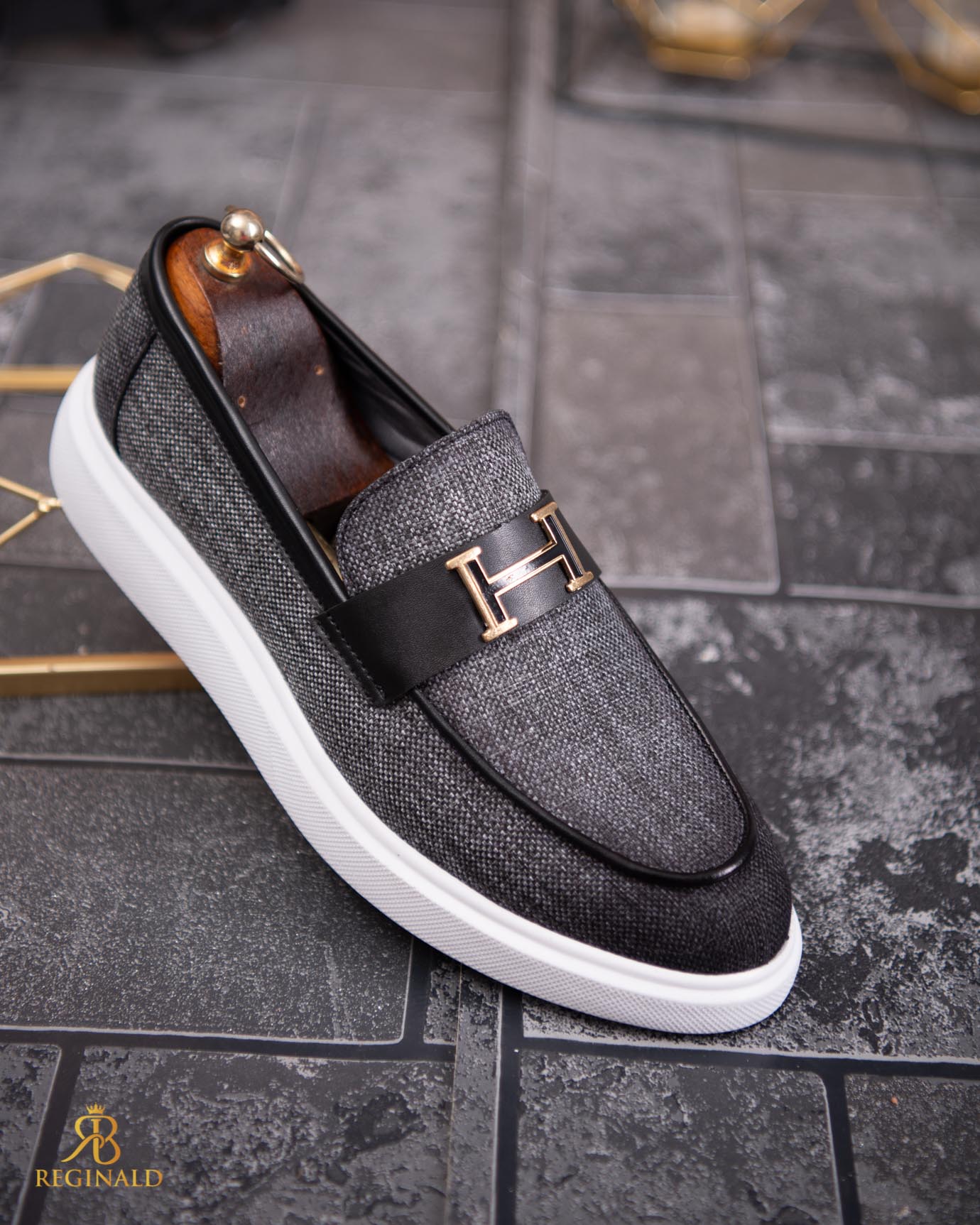 Mocasini de barbati casual, gri, talpa inalta ultra-usoara – AD807 - imagine 4