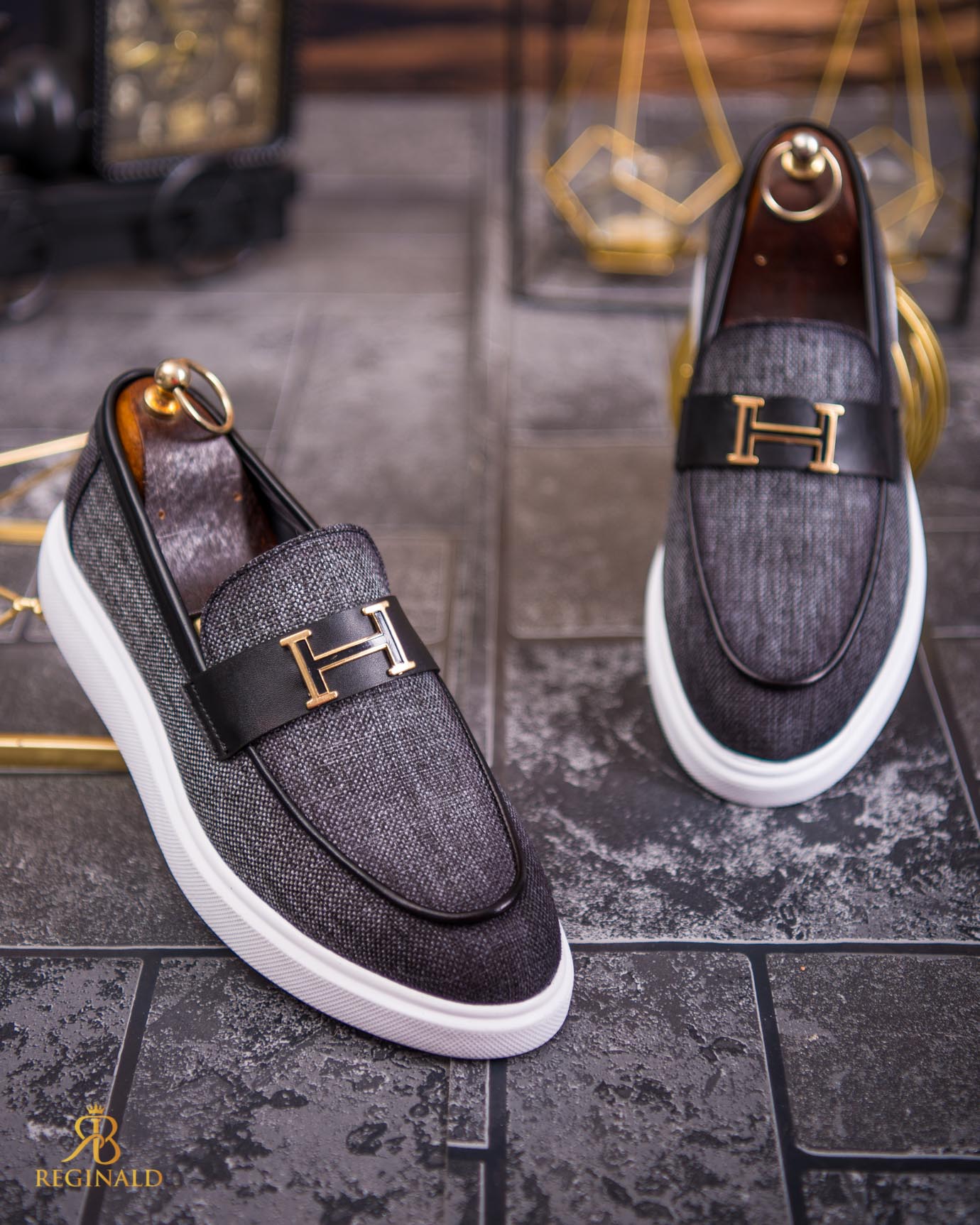 Mocasini de barbati casual, gri, talpa inalta ultra-usoara – AD807 - imagine 5