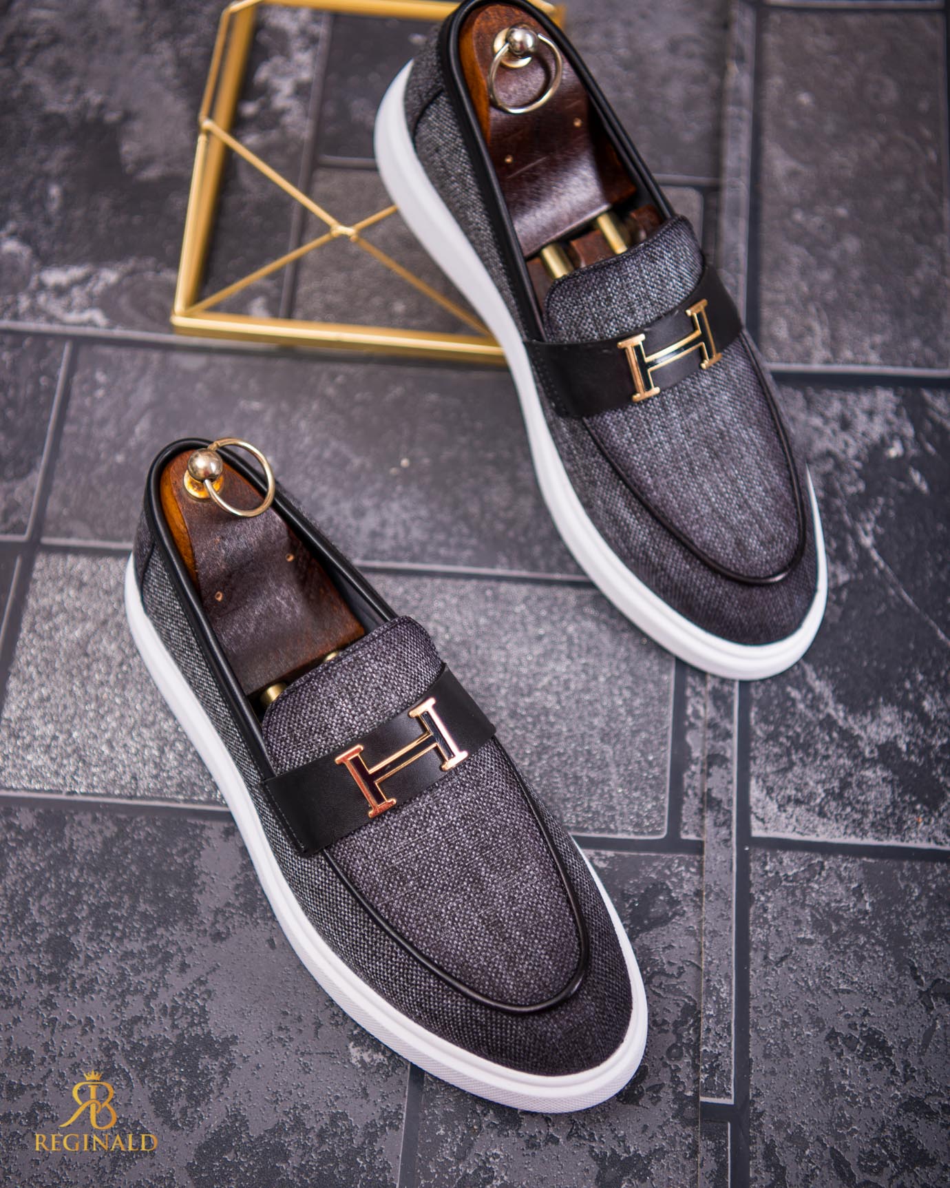 Mocasini de barbati casual, gri, talpa inalta ultra-usoara – AD807 - imagine 6