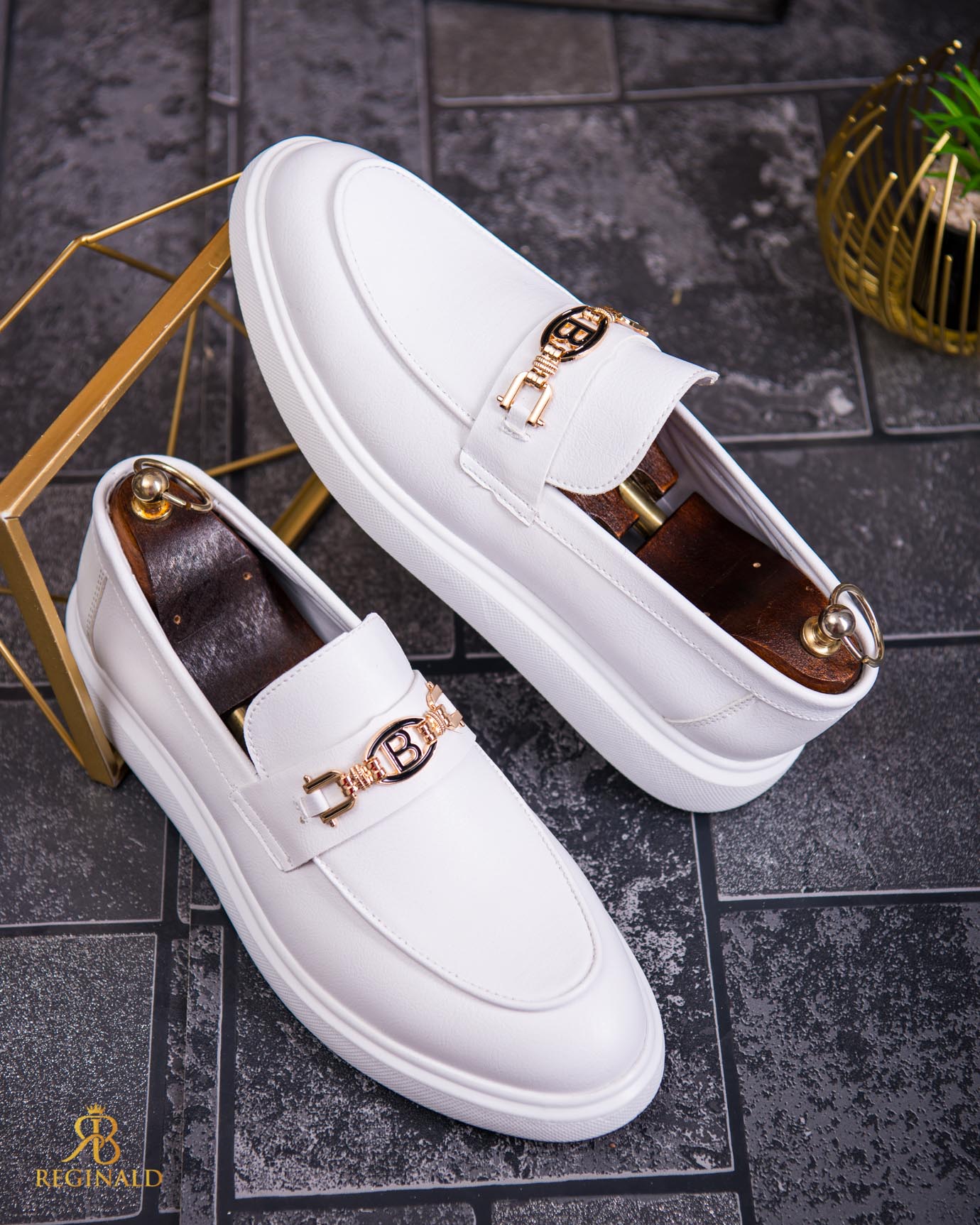 Mocasini de barbati casual, albi, talpa inalta ultra-usoara – AD801 - imagine 7