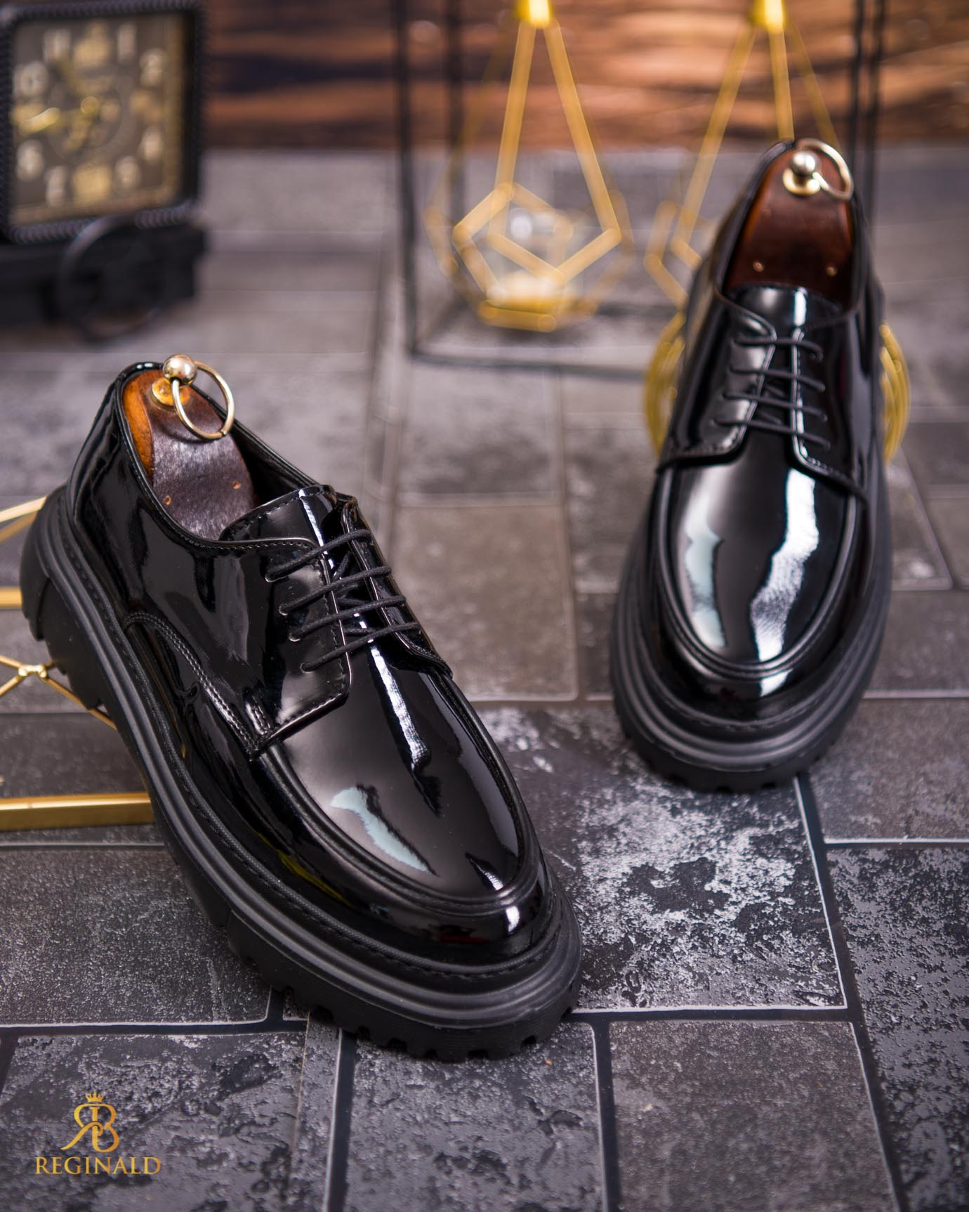 Mocasini de barbati casual, negri cu siret, talpa inalta ultra-usoara – AD812 - imagine 3