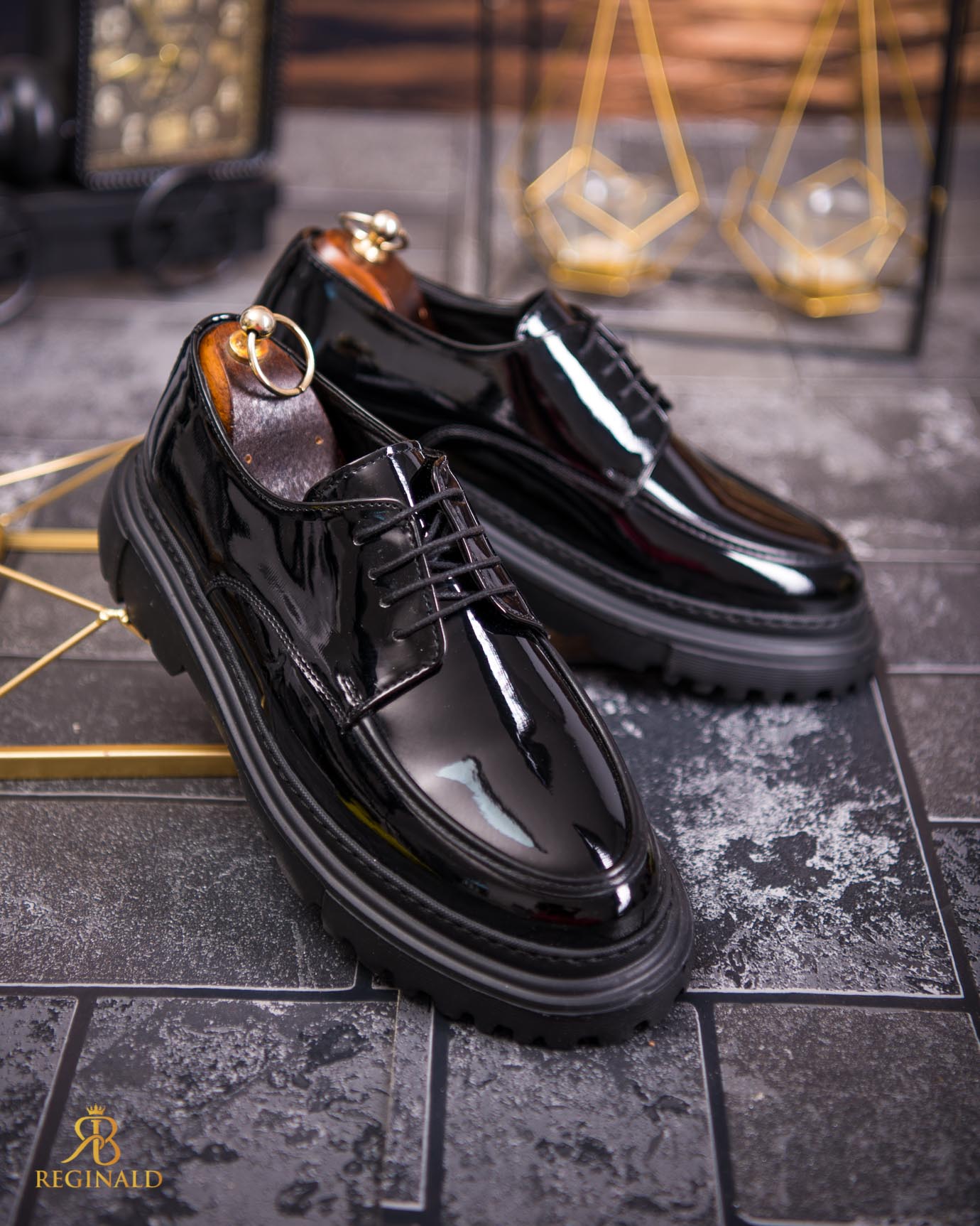 Mocasini de barbati casual, negri cu siret, talpa inalta ultra-usoara – AD812 - imagine 4