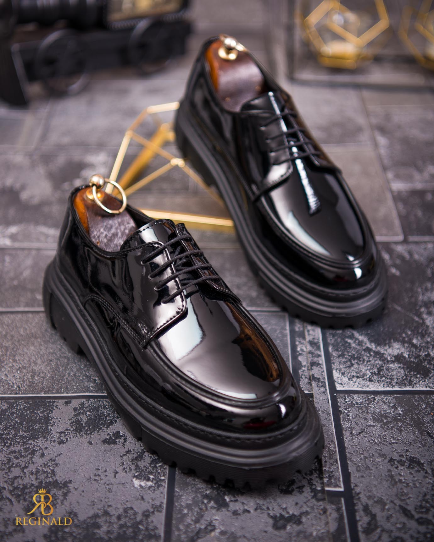 Mocasini de barbati casual, negri cu siret, talpa inalta ultra-usoara – AD812 - imagine 5