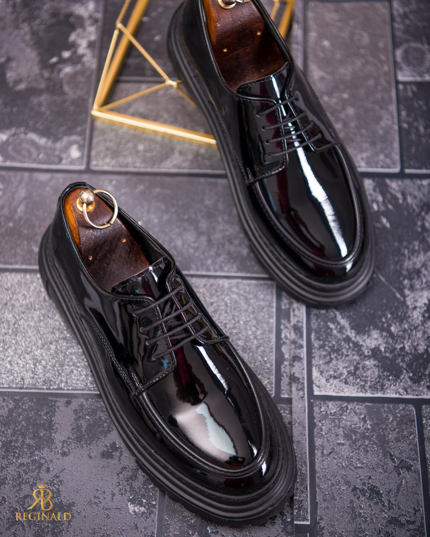 Mocasini de barbati casual, negri cu siret, talpa inalta ultra-usoara – AD812 - imagine 6