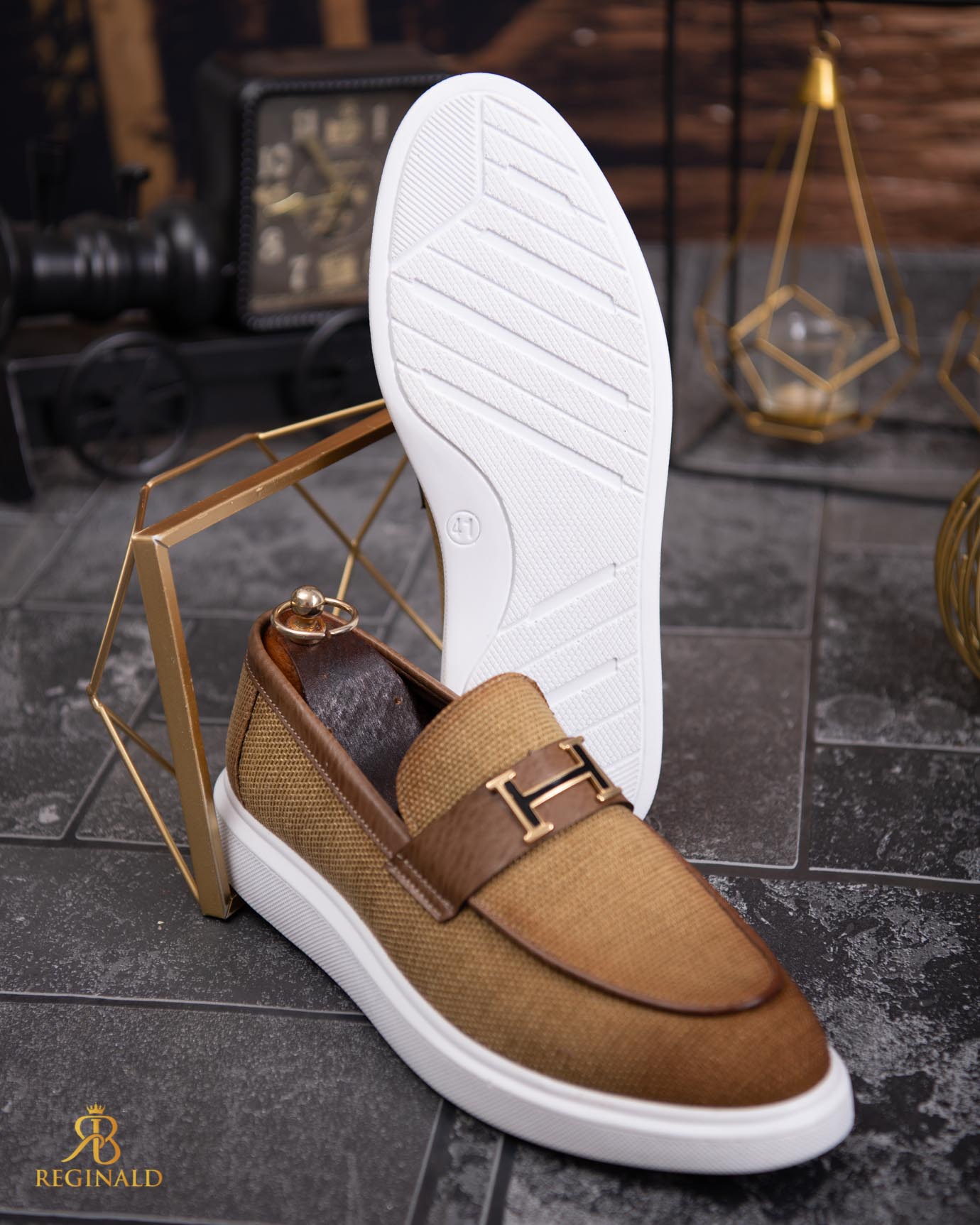 Mocasini de barbati casual, maro deschis, talpa inalta ultra-usoara – AD815 - imagine 2