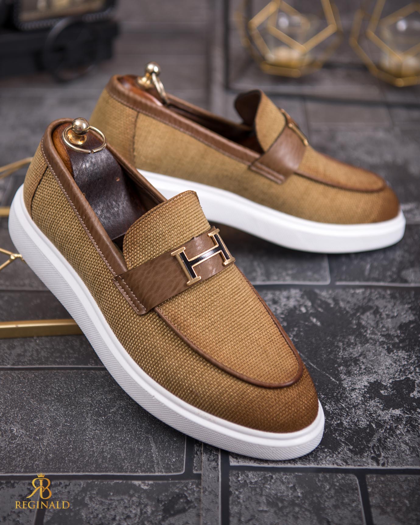 Mocasini de barbati casual, maro deschis, talpa inalta ultra-usoara – AD815 - imagine 4