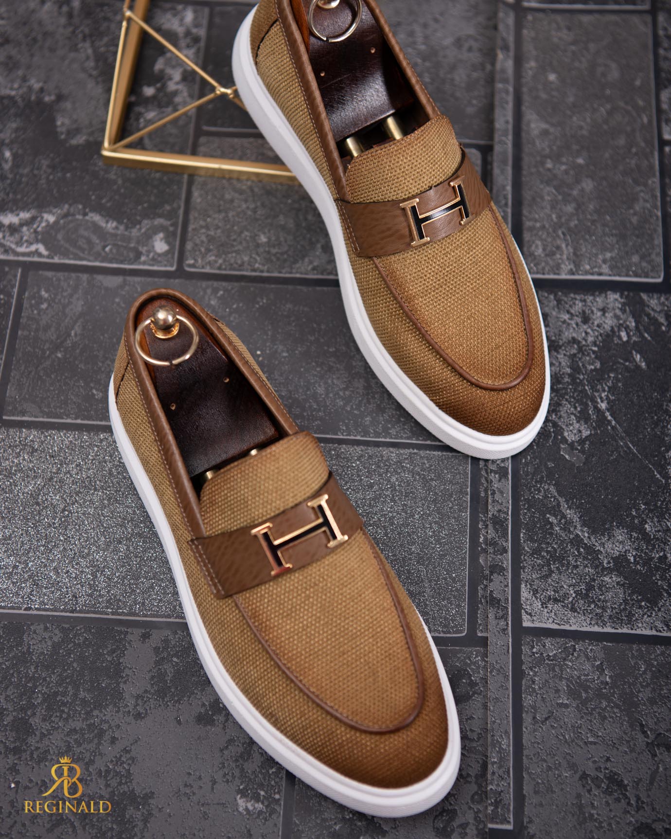 Mocasini de barbati casual, maro deschis, talpa inalta ultra-usoara – AD815 - imagine 6