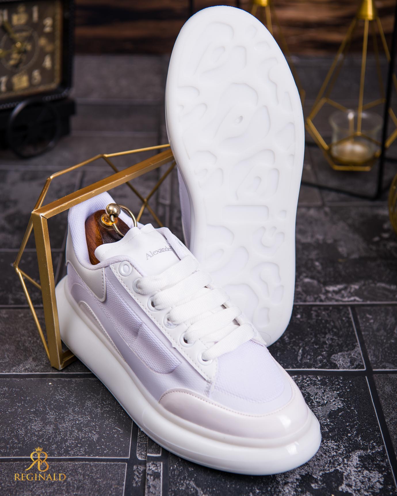 Adidasi de bărbați cu talpa înaltă, albi– AD797