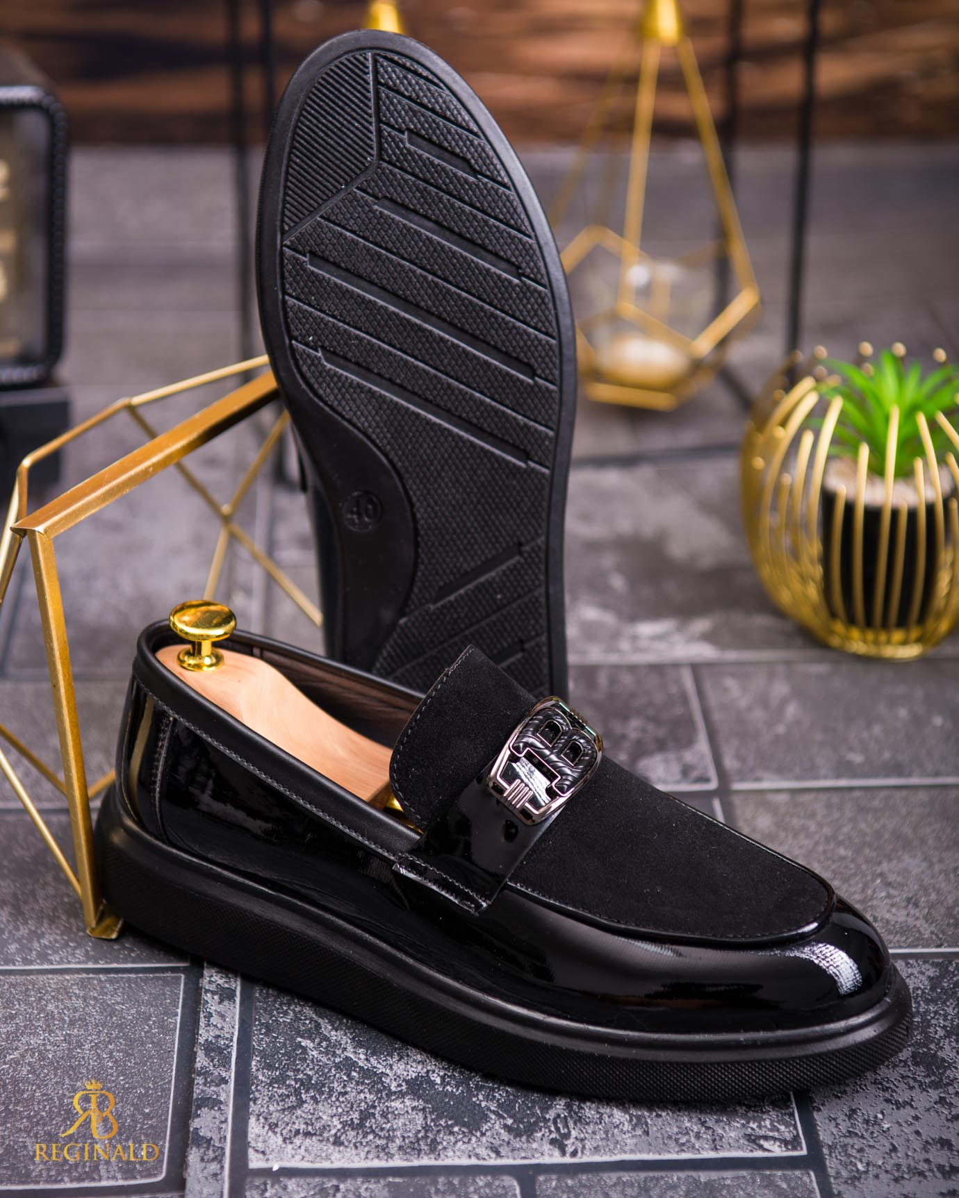 Mocasini de barbati casual, negri, talpa inalta ultra-usoara – AD762 - imagine 2