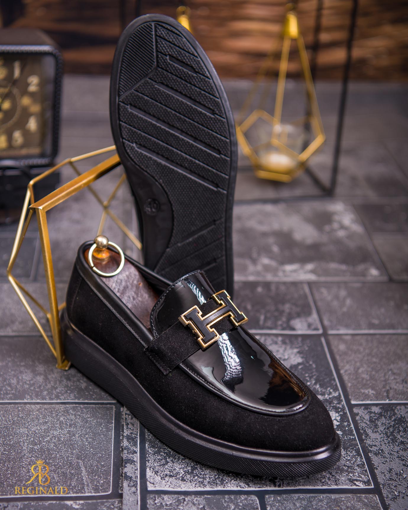 Mocasini de barbati casual, negri, talpa inalta ultra-usoara – AD758 - imagine 2